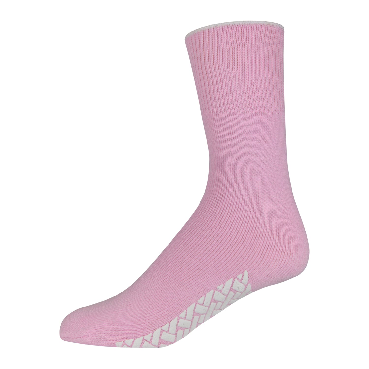 Pink Women's Hospital Socks With The Rubber On The Bottom Of Them And Loose Top