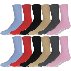 Colorful Women's Hospital Socks With The Rubber On The Bottom Of Them And Loose Top 12 Pairs