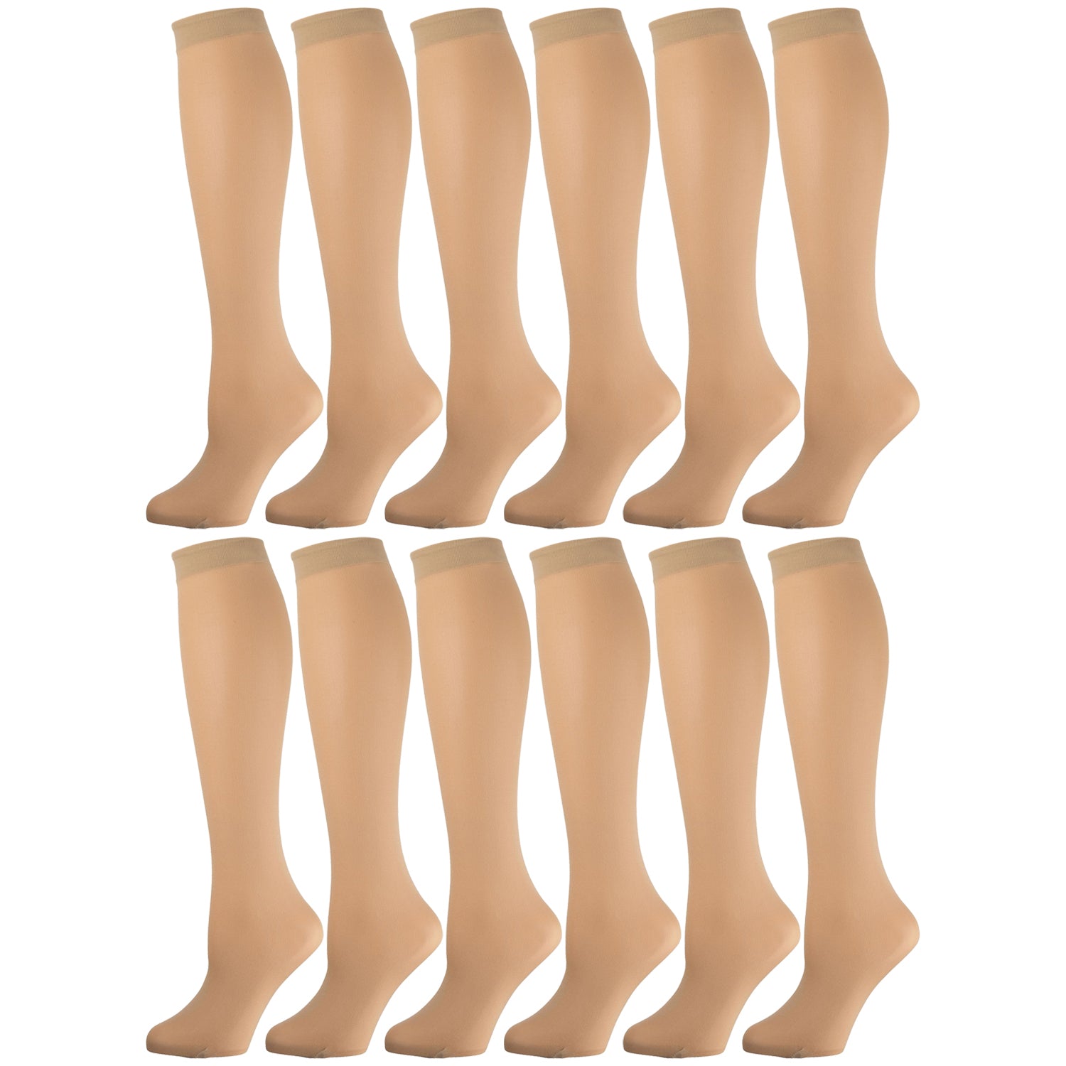 Women'S Opaque Trouser Socks Beige 12 Pairs