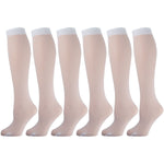 White Opaque Knee High Socks 6 Pairs