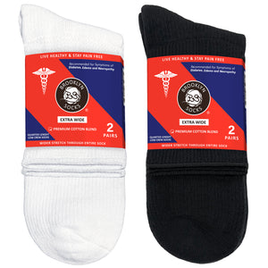 4 pairs Extra Wide Cotton Diabetic Quarter/Over-the-Ankle Health Socks (Size 10-16)