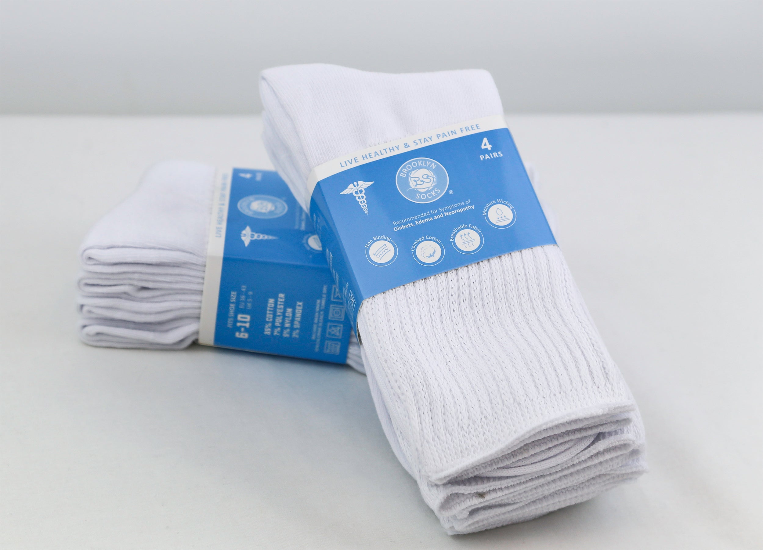 Thin Combed Cotton Diabetic Socks, Loose, Wide, Non-Binding Low-Crew Socks (Fits Shoe Size 7-11 )