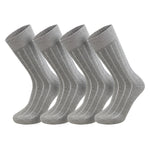 Gray cotton crew socks with white drop-needle stripes, 4-pack by Brooklyn Socks
