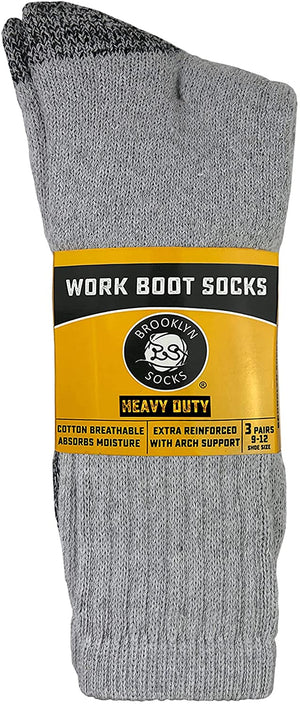 Men's Heavy Duty Steel Toe Cotton Work Crew Socks, US Men's Shoe Size 9-12
