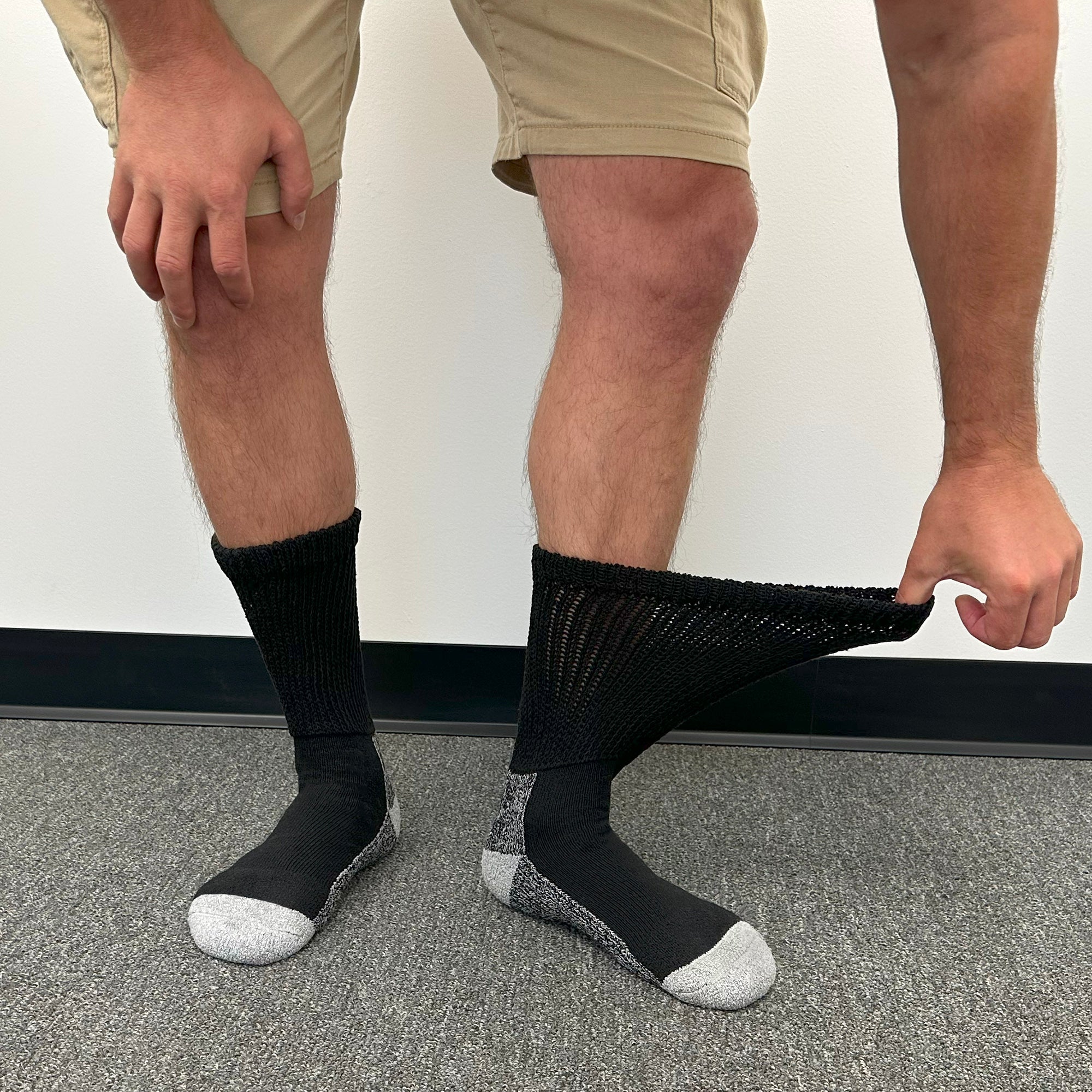 Diabetic Slipper Socks, Extra Thick Cotton Triple Cushioned Crew Socks (Size 10-13)