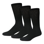 Black Cotton Diabetic Crew Socks With Loose Top 3 Pack
