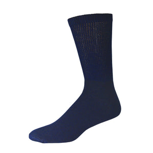 Ladies Navy Crew Cotton Socks With Ribbed Nonbinding Top