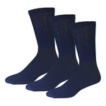 Ladies Navy Crew Cotton Socks With Ribbed Nonbinding Top 3 Pack