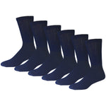 Ladies Navy Crew Cotton Socks With Ribbed Nonbinding Top 6 Pack