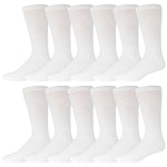 Ladies White Diabetic Socks Of Crew Length With Loose Top 12 Pack