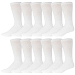 White Diabetic Socks Of Crew Length With Loose Top 12 Pack