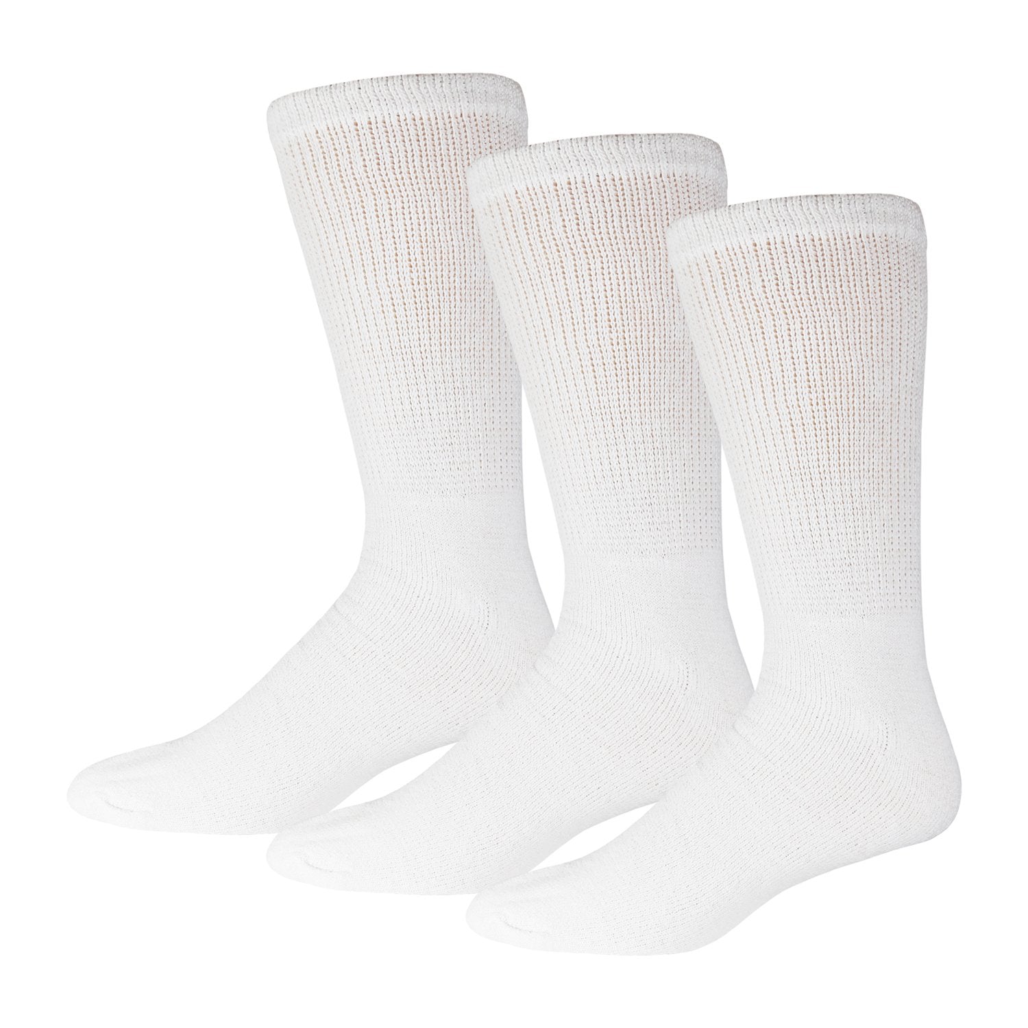 Ladies White Diabetic Socks Of Crew Length 3 Pack