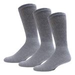 Gray Diabetic Crew Cotton Socks With Ribbed Nonbinding Top 3 Pack