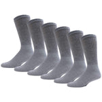 Gray Diabetic Crew Cotton Socks With Ribbed Nonbinding Top 6 Pack