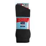 Ladies blue and red packaging  of 3 folded black diabetic neuropathy crew socks 