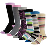 6 Pairs of Colorful Knee High Socks Solids and Patterned