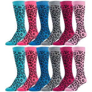 12 Pairs of Colorful Leopard Printed Knee High Socks