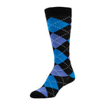 Black and Blue Knee High Sock With Argyle Pattern