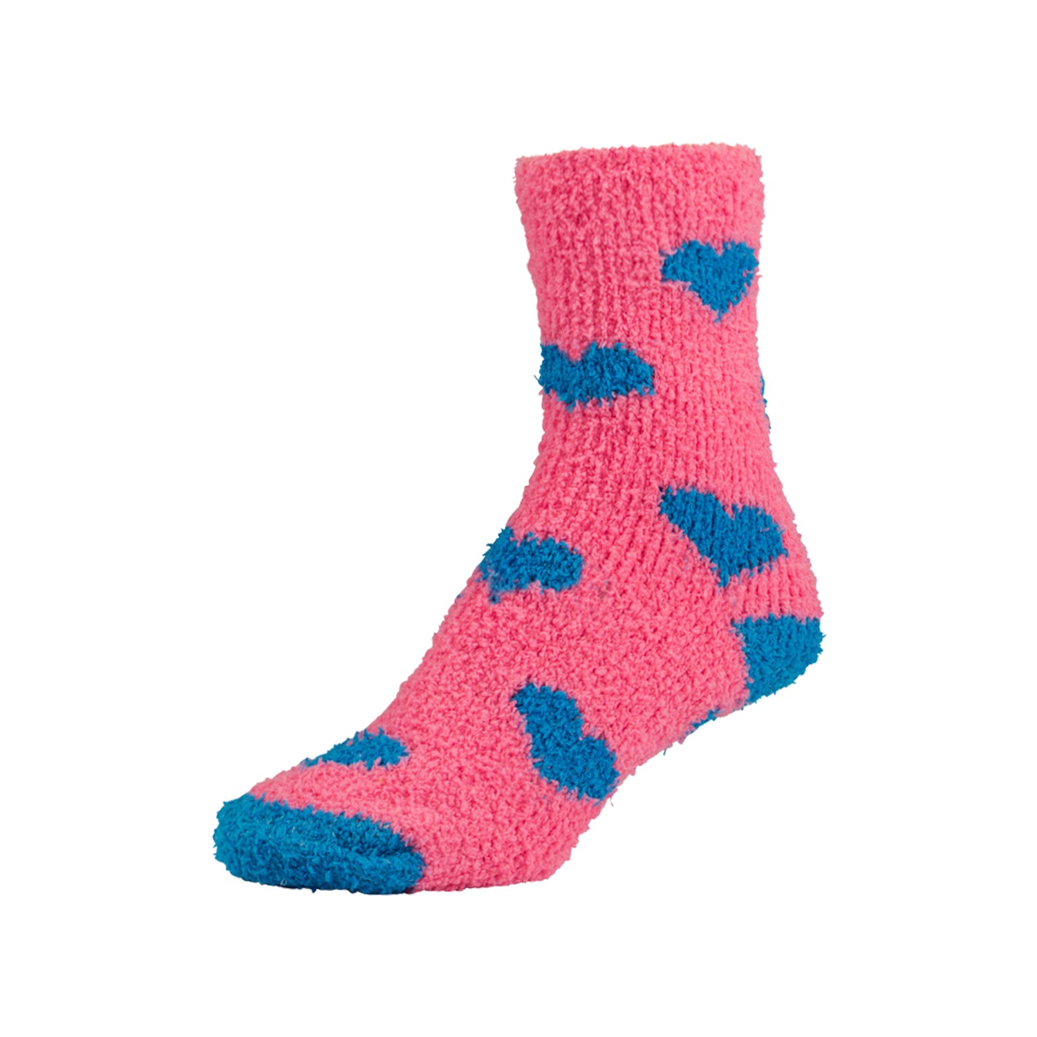 Women's Fuzzy Soft Slipper Socks, Winter Socks with Hearts, Size 9-11