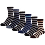 6 Pairs of Women's Fuzzy Soft Slipper Socks with Stripes, Size 9-11