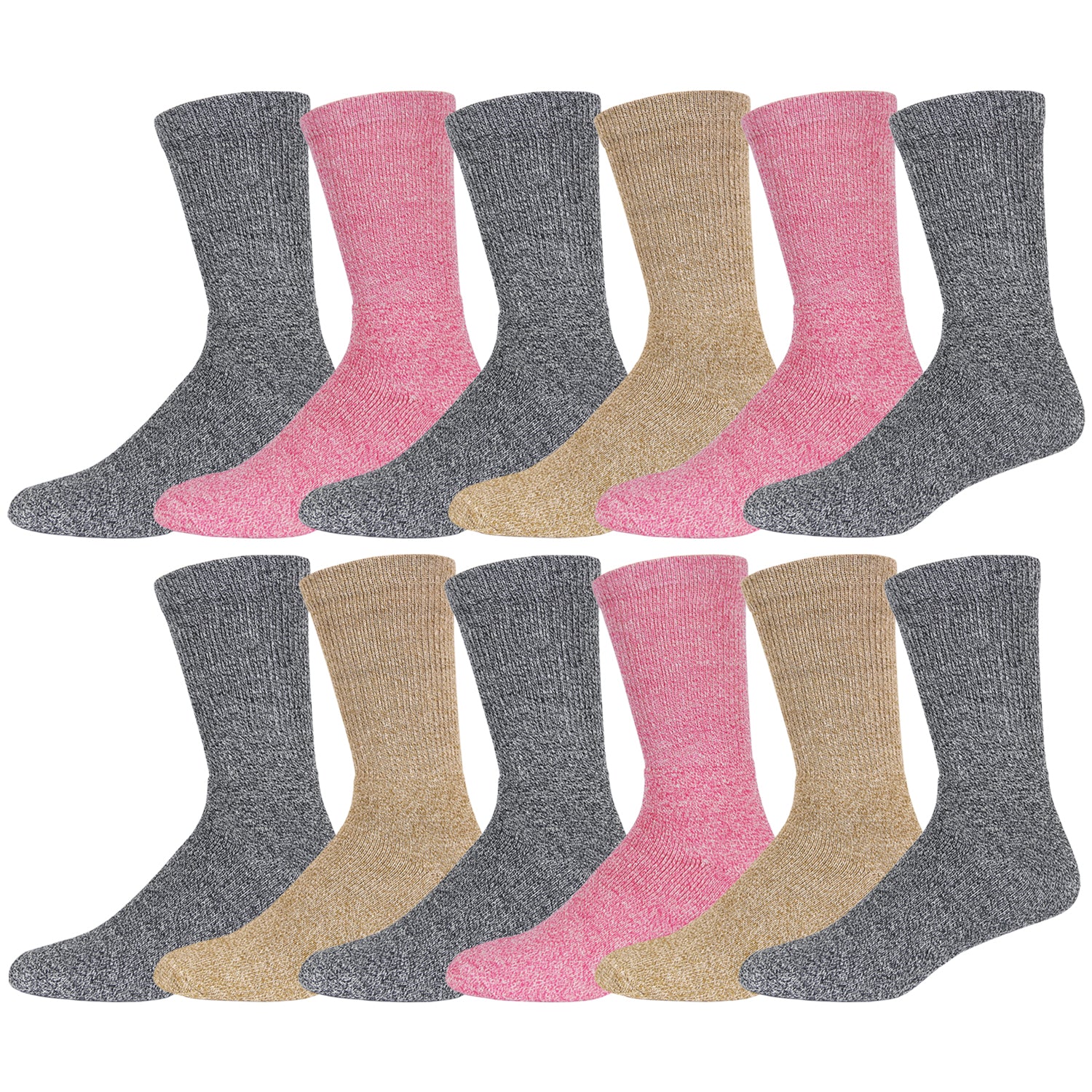 Merino Wool Socks, Warm Crew Thermal Socks For Winter, Men's and Women's Extreme Cold Weather Socks, Light Assorted Colors, Size 10-13