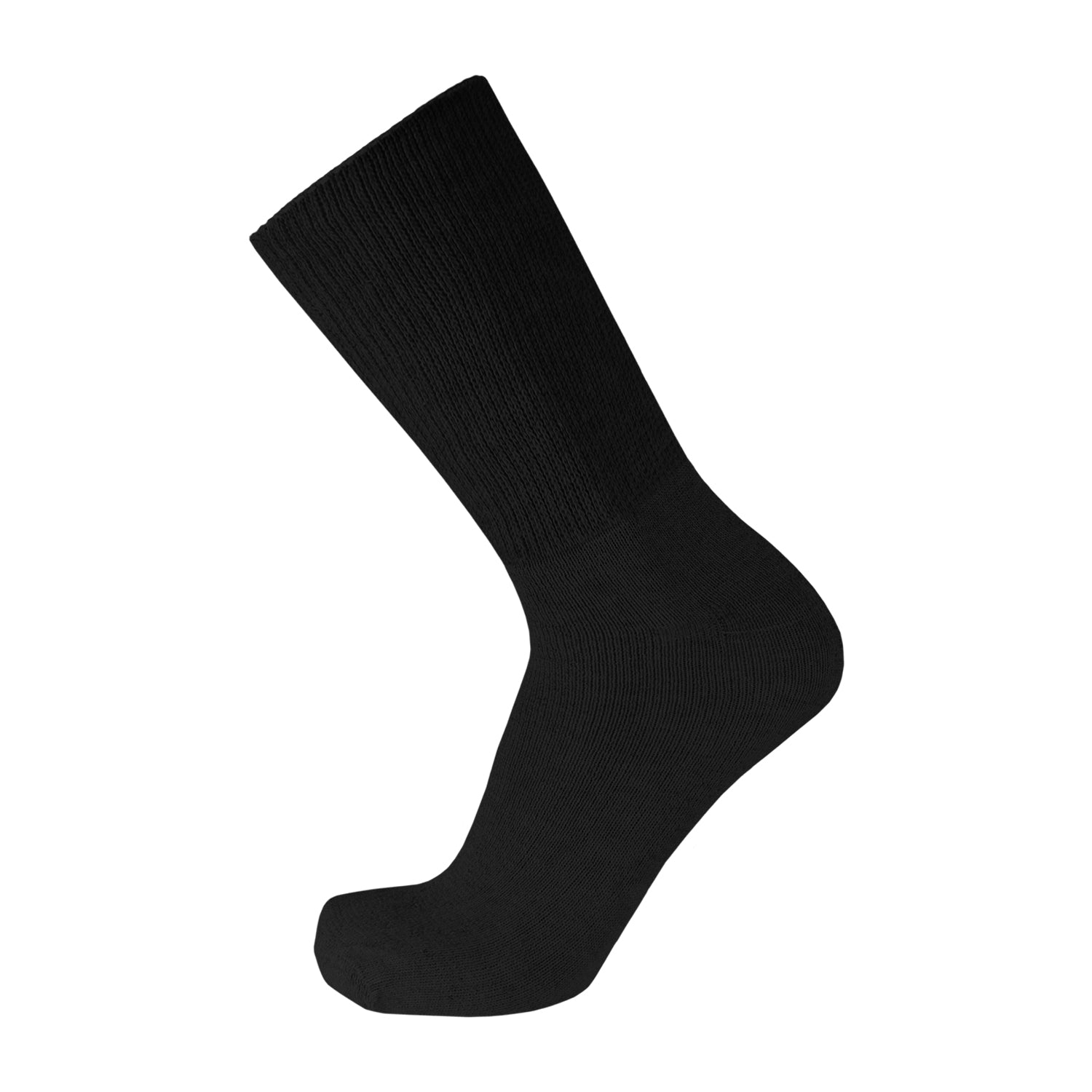 Black Crew Socks Cotton Soft With Wide Nonbinding Top