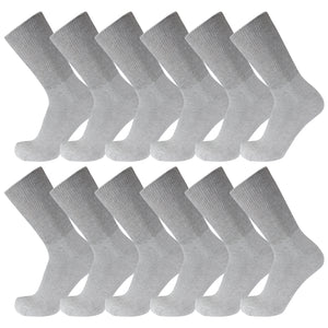 Gray Cotton Diabetic Crew Socks With Wide Nonbinding Top 12 Pack