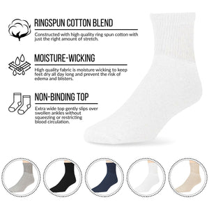 Ladies Diabetic Neuropathy Cotton Quarter Length Socks, Women's Shoe Size 6-10