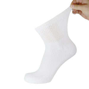 White Diabetic Socks Of Ankle Length With Stretched Out Top