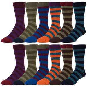 Men's Boot Thermal Hiking Striped Crew Socks, Size 10-13