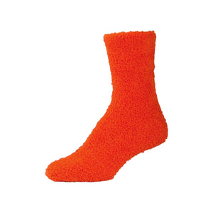 Womens Fluffy Dark Orange Fuzzy Socks