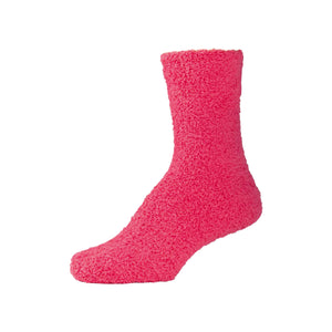 Womens Fluffy Dark Pink Fuzzy Socks