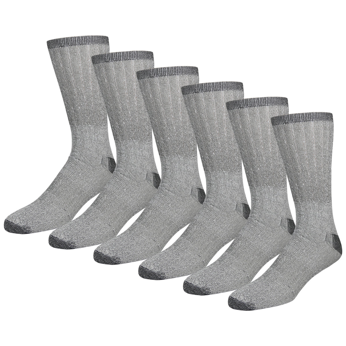 Excell Men's Merino Wool Blend Thermal Boot Socks – 4-Pack, Crew Length, Size 10-13, Gray
