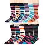 12 Pairs of Men's Dress Socks Assorted Colors and Patterns, Size 10-13