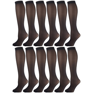 Black Opaque Knee High Trouser Socks 12 Pairs
