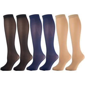 Women's Opaque Stretchy Spandex Knee High Trouser Socks, Size 9-11