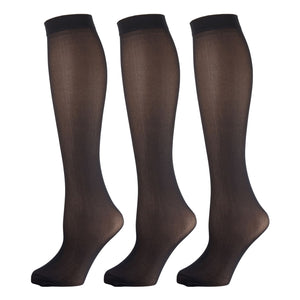 Black Opaque Knee High Trouser Socks 3 Pairs