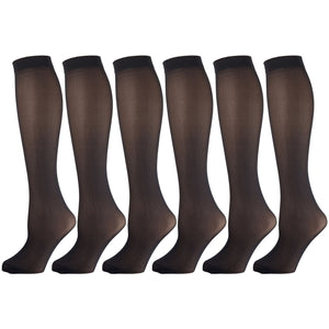 Black Opaque Knee High Trouser Socks 6 Pairs