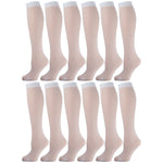 White Opaque Knee High Socks 12 Pairs