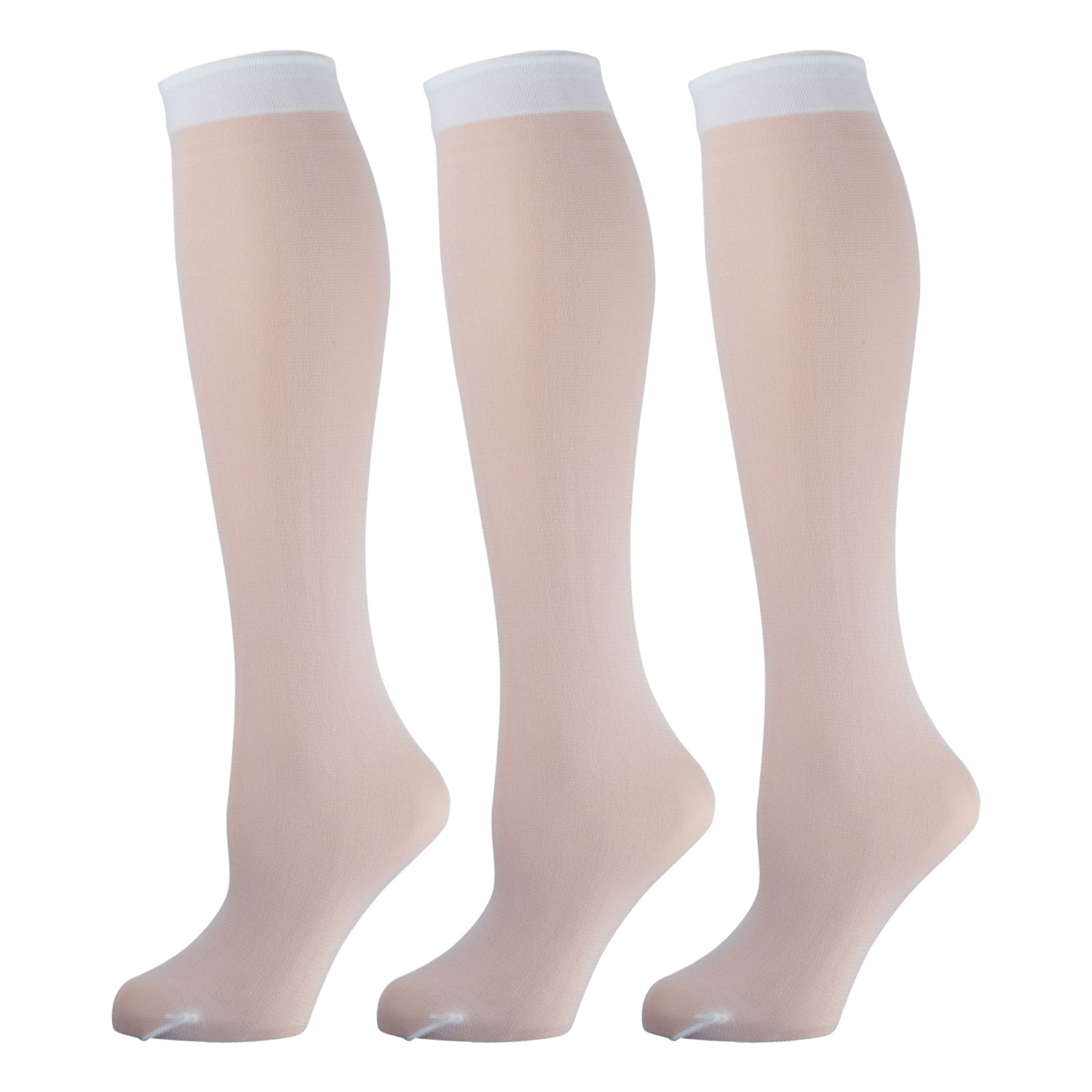 White Opaque Knee High Socks 3 Pairs