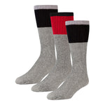 Men's Cotton Blend  Heather Grey Tube Socks For Hiking With Ribbed Colored Tops - 3 Pairs