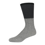 Men's Cotton Blend  Heather Grey Tube Sock For Hiking With Ribbed Dark Grey Top And Black Elastic