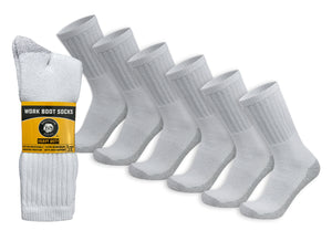 Men's Heavy Duty Steel Toe Cotton Work Crew Socks, US Men's Shoe Size 9-12