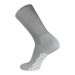 Non-Skid Crew Socks Gray Diabetic Socks With White Rubber Grips On The Bottom
