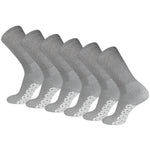 Non-Skid Crew Socks Gray Diabetic Socks With White Rubber Grips On The Bottom 6 Pairs