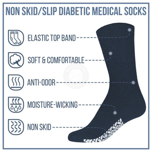 Men's Non Skid Diabetic Socks, Cotton With Rubber Gripper Bottom, Size –  Brooklyn Socks